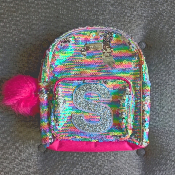 Justice Girl Pink Holographic Sequin Bag with Tassel - Picture 1 of 3